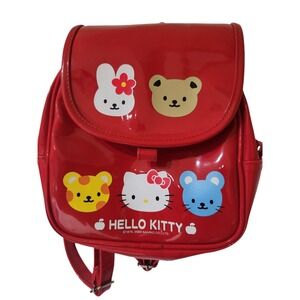 Patent red faux leather 2000s Y2k Hello Kitty Mini Backpack purse Kawaii Kidcore